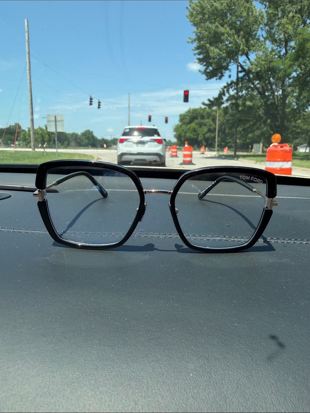 Tom Ford Black and Gold Oversized Geometric Women's Glasses
